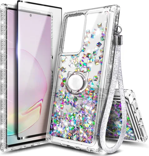 Miniatura 60 de NGB Diseñada para funda Samsung Galaxy Note 10+ (Plus), Rosa/Aguamarina Funda con Purpurina Líquida Brillante Linda para Mujeres Niñas Niños