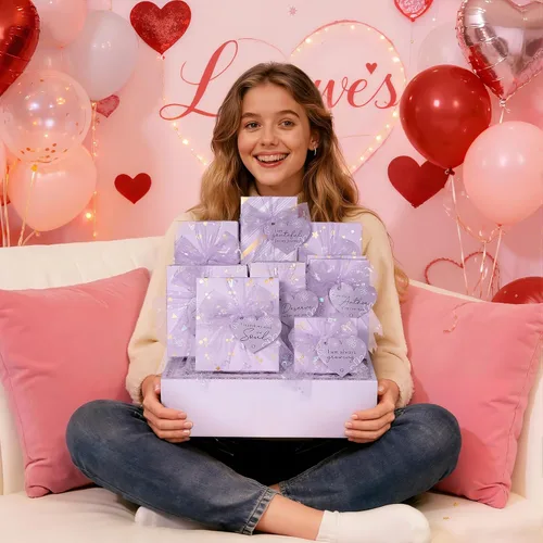 Miniatura 3 de Juego de 10 cestas de regalo de graduación envueltas para adolescentes, caja de regalo de maquillaje con tarjetas de afirmación positiva y desafíos