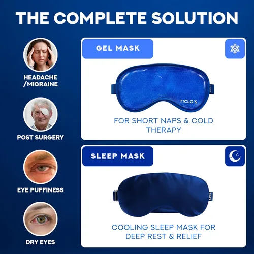 Miniatura 3 de Ticlo's - Máscara de ojos refrescante para ojos hinchados - Caja lista para regalo - Máscara de gel para dormir, compresa fría para círculos