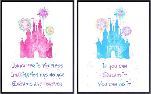 Juego de decoración de pared con citas inspiradoras – Castle World, arte de pared motivacional para decoración de habitación, póster para niños,