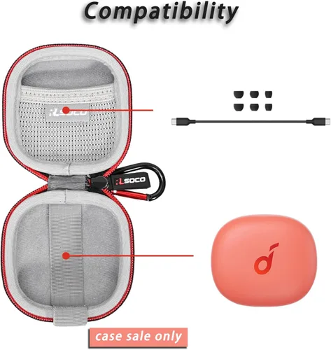 Miniatura 3 de RLSOCO Estuche de transporte para auriculares inalámbricos Bluetooth Anker Soundcore P20i/Life P3 con cancelación de ruido - Negro (solo funda)