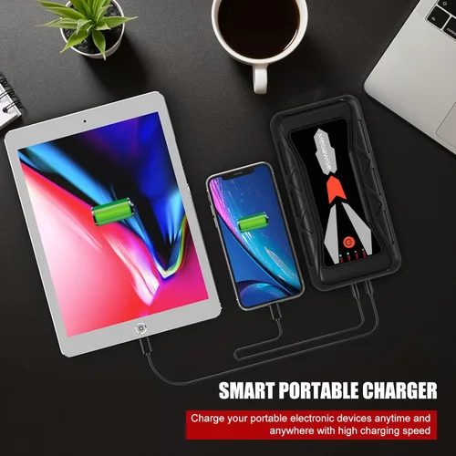 Miniatura 5 de MEGAWISE Arrancador de batería de coche de 1500A pico 16800mAh (hasta motores de gasolina de 7L o diésel de 5L), energía portátil de 12V con salidas