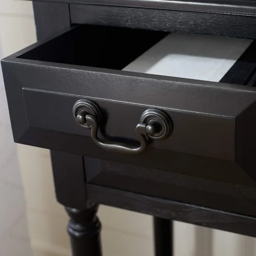 Miniatura 6 de SAFAVIEH Furniture - Mesa consola de 3 cajones Primrose - Negro - Madera maciza - Diseño clásico de granja - Ideal para entrada, sala de estar