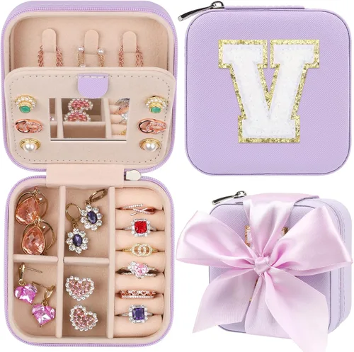 Joyero de viaje, joyero de viaje morado, organizador de joyas de viaje, regalos de viaje para mujeres y niñas, caja organizadora de joyas, regalos
