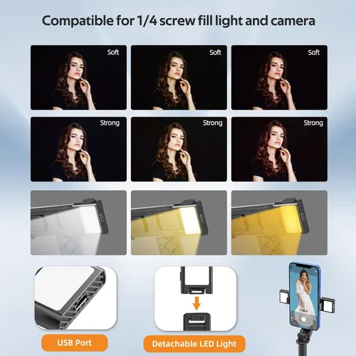 Miniatura 2 de UTEBIT Trípode para selfie stick con luz, soporte de trípode portátil de 40 pulgadas con control remoto inalámbrico, tornillo de 1/4 pulgadas