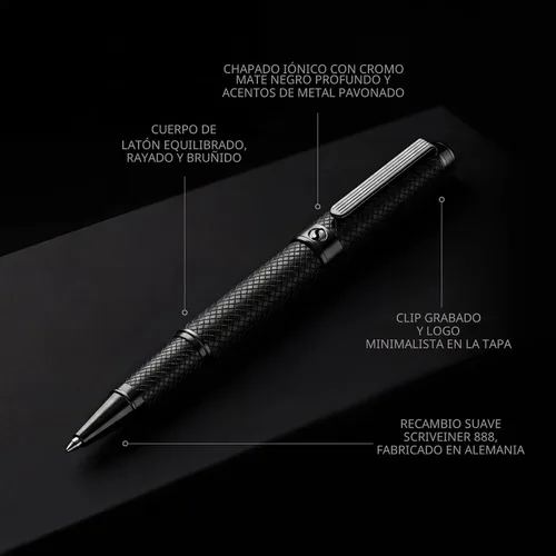 Miniatura 3 de Scriveiner Bolígrafo rollerball negro – Impresionante bolígrafo de lujo de metal negro mate, repuesto de tinta Schmidt, el mejor juego de regalo