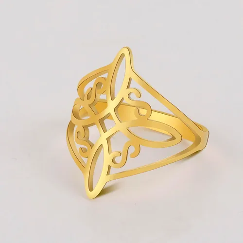 Miniatura 47 de TEAMER Anillo de nudo de brujas, amuleto celta de acero inoxidable, joyería vintage para mujer