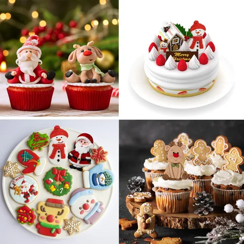 Miniatura 7 de Moldes de Silicona Grandes de Navidad 3D Molde de Papá Noel Moldes de Muñeco de Nieve Moldes de Reno Molde de Fondant Moldes para Galletas Chocolate