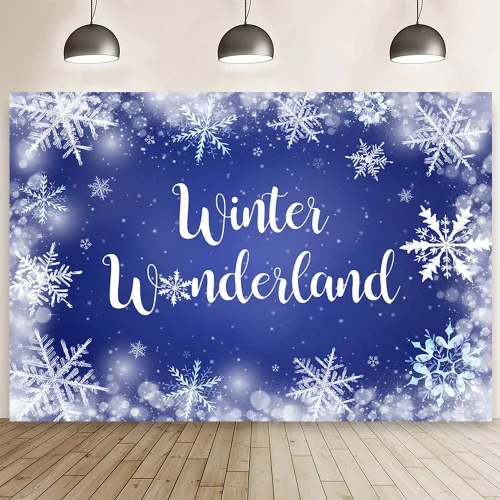MEHOFOND Fondo de fotografía de copo de nieve de invierno de 8 x 6 pies, diseño de lunares con purpurina azul marino, decoración de baby shower,