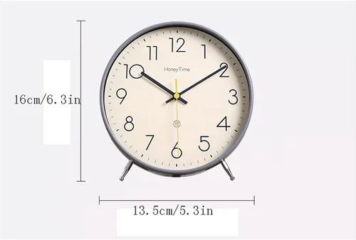 Miniatura 2 de HASMI Reloj despertador analógico, reloj despertador redondo de 6 pulgadas sin tictac, funciona con pilas, reloj despertador súper silencioso, 1