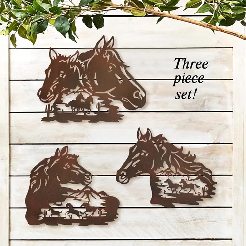 Miniatura 2 de WAIU Trio Wildlife Accent - Estatuas de animales montadas en la pared, colgantes de pared de metal, paredes artísticas de silueta, decoraciones