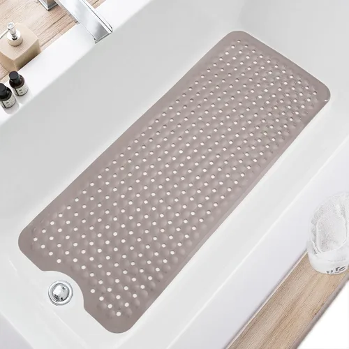 Miniatura 11 de TEESHLY - Alfombra para bañera y ducha, antideslizante de 40 x 16 pulgadas, tamaño extralargo y lavable a máquina, con orificios de drenaje y Negro