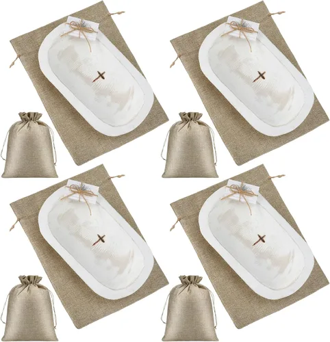 Eaasty Juego de 4 cuencos de madera para masa de oración con cruz religiosa cristiana, regalo para el Día de la Madre para mamá y mujer, 10 tarjetas