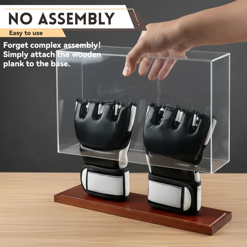 Miniatura 3 de MMA - Vitrina de guantes - Sin montaje - Escaparate de acrílico transparente con base de madera, caja de recuerdos y coleccionables con protección