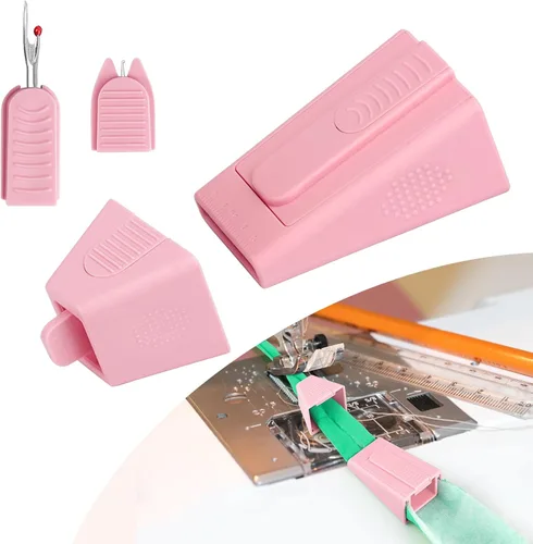 Miniatura 9 de TIGARI Creador de Cinta al Sesgo, Creador de Tubos de Tela para Herramienta de Alfombras Jelly Rolls con Enhebrador de Agujas y Descosedor, Verde 1