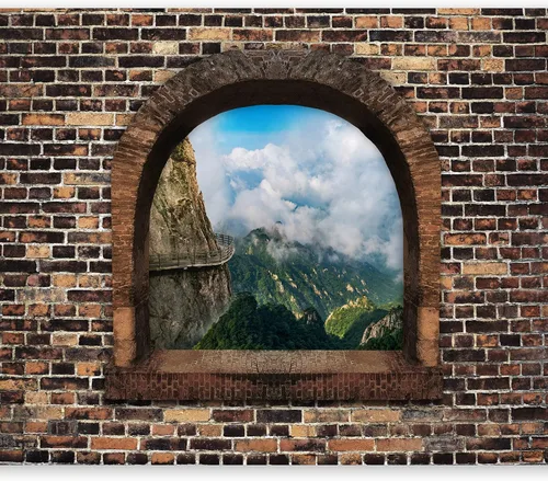 Miniatura 17 de artgeist Mural de pared con paisaje de 77 x 55 pulgadas, papel tapiz autoadhesivo extraíble para decoración de pared, diseño de montañas