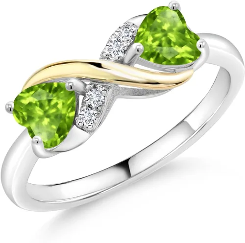 Miniatura 43 de Gemstone Birthstone and Lab Grown Diamond Accents Eternal Love Infinity Ring for Women 925 Silver and 10K Yellow Gold Heart Shape 5MM & Round