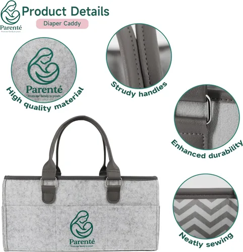 Miniatura 2 de Organizador de pañales: organizador portátil de bebé para cosas de bebé, artículos esenciales para recién nacidos, organizador con asa, regalos Gris