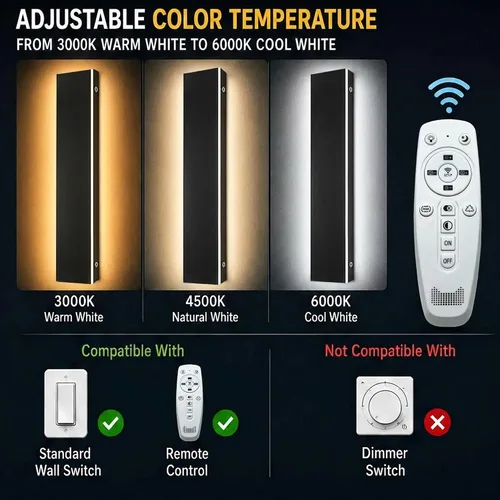 Miniatura 3 de Lámpara de Pared Moderna para Exteriores de 31 Pulgadas, Regulable 3000K-6000K, Aplique de Pared Lineal para Exteriores Impermeable IP65, Luces LED
