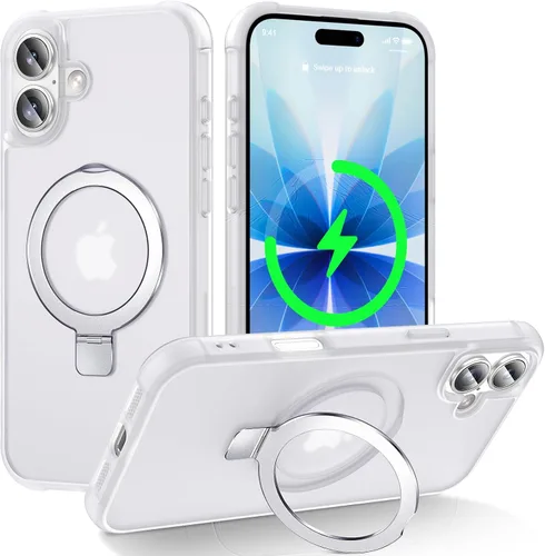 Miniatura 102 de CHAOFEnG Funda magnética compatible con iPhone 11 con soporte, prueba de caídas de grado militar, compatible con imán, anillo translúcido, parte