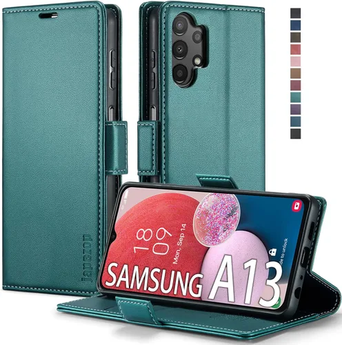 Miniatura 13 de Funda para Samsung Galaxy A13 5G, Samsung Galaxy A13 5G con tarjetero [bloqueo RFID] atril magnético, funda de cuero con tapa para Samsung Galaxy