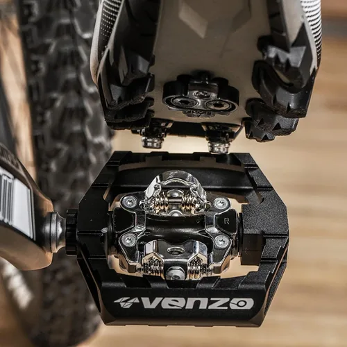 Miniatura 7 de VENZO Click'R - Pedales sellados para bicicleta de montaña Shimano SPD con tacos – Pedales sin clip de doble plataforma para bicicleta de montaña