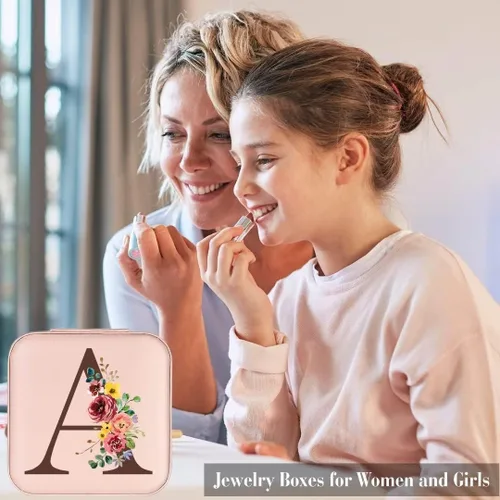 Miniatura 5 de Parima Joyero de viaje para joyas Pequeñas cajas de joyería con iniciales, organizador de joyas, regalos de Navidad para mujeres, mamá, amigas