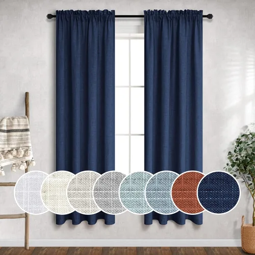 Miniatura 35 de Cortinas blancas puras de 38 pulgadas de ancho para dormitorio, juego de 2 paneles de cortinas de privacidad con bolsillo para barra, cortinas