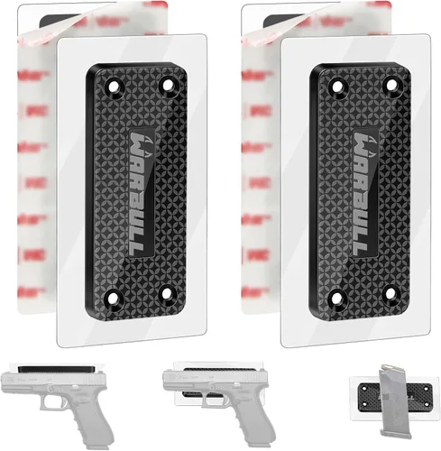 WarBull Imán de pistola con adhesivos 3M, con revestimiento de goma calificado de 55 LBS, sin perforación, soporte magnético para pistola para