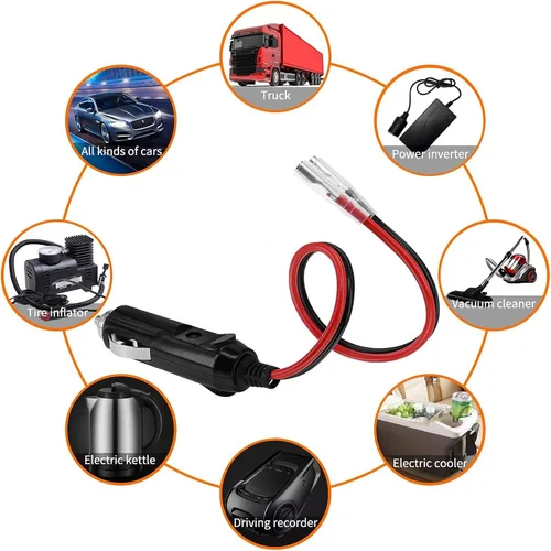 Miniatura 6 de Yeebline Paquete de 3 encendedor de cigarrillos de automóvil de repuesto de 12 V y 11.8 pulgadas, enchufe macho a bala hembra con plomo, accesorios