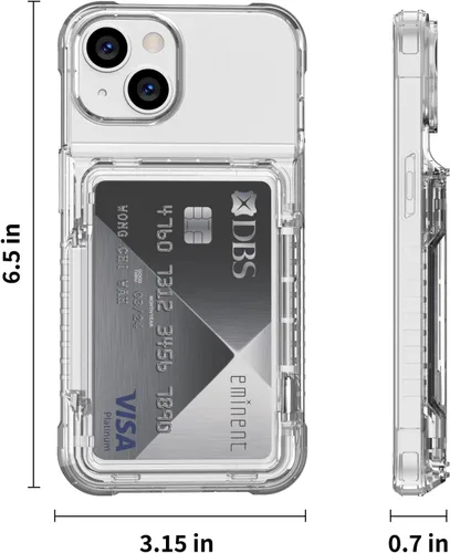 Miniatura 6 de ACANDYA Funda protectora transparente para iPhone 15 Plus, funda protectora para tarjetas de crédito, resistente a los golpes, antiarañazos