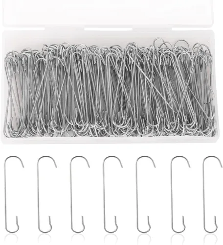 SAVITA 200 ganchos para adornos de Navidad, 2.4 x 0.5 pulgadas, ganchos para adornos de árbol de Navidad en forma de C con caja de almacenamiento,