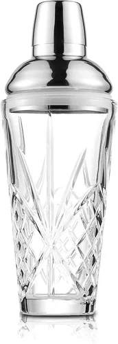 Coctelera de Cristal de Vidrio para Cócteles y Vintage con Diseño Cortado, Volumen Jumbo de 18.5oz, Exquisita Coctelera de Martini para Mixología,