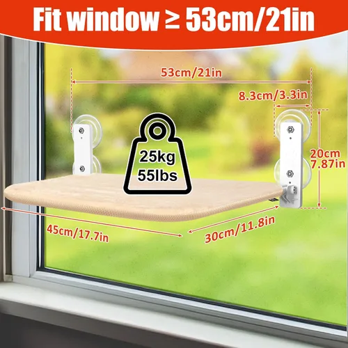 Miniatura 5 de Sunhoo Hamaca para ventana de gato, percha inalámbrica, alféizar de ventana, asiento plegable, estable, con ventosa mejorada, fácil montaje, estante