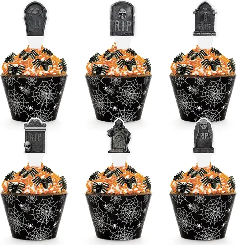 Miniatura 23 de 48 paquetes de toppers y envolturas de cupcakes de coche de carreras, decoración de pastel de fiesta de carreras con temática de carreras y cuadros