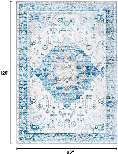 Miniatura 352 de Syalife 4x6 Alfombra Lavable para Área, Ultra Suave Antideslizante, Pila Baja, Alfombra Vintage Resistente a Manchas para Sala de Estar, Alfombra