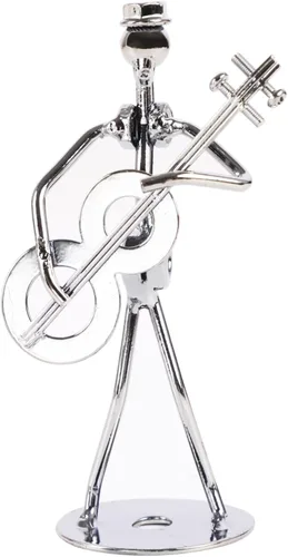 Miniatura 8 de Pequeña escultura de hierro, músico de metal, decoración de figuras de arte, regalo de estatua de hombre musical, exhibición para escritorio