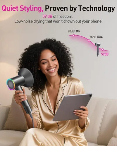 Miniatura 6 de Secador de pelo de plasma para cabello largo de mujer, estilo para hombres y uso doméstico - 110K RPM sin escobillas de secado rápido, amigable