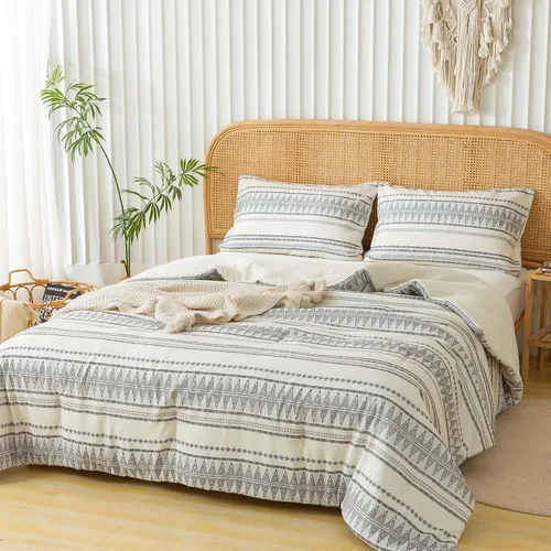 Miniatura 54 de COTTEBED Juego de edredón ultrasuave para cama King, para uso en todas las estaciones, peso ligero con microfibra de algodón lavado cálida y Verde