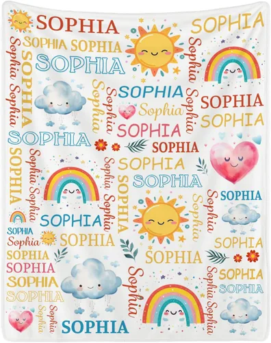 Miniatura 25 de Manta personalizada con nombre para adolescentes, niñas, niños, mantas de bebé personalizadas de franela ultra suave y acogedora, manta con nombre