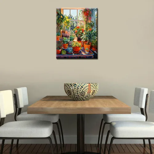 Miniatura 4 de Pintura de plantas y macetas por números para adultos, niños y principiantes, pintura al óleo, pintura al óleo, kits de pigmentos acrílicos