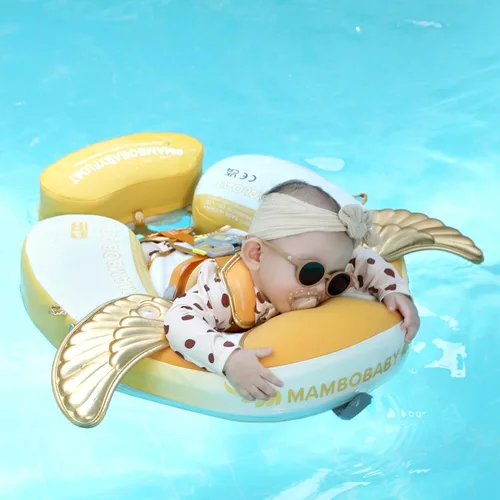 Miniatura 6 de Mambobaby Flotador con toldo y cola para bebé, flotador de piscina no inflable, flotador sólido para bebé, ángel suave, impermeable