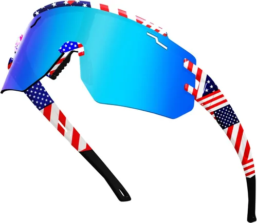 Miniatura 14 de Gafas de sol polarizadas de béisbol para hombres y mujeres, gafas de sol deportivas UV400, softbol, correr, ciclismo, MTB Naranja&Azul