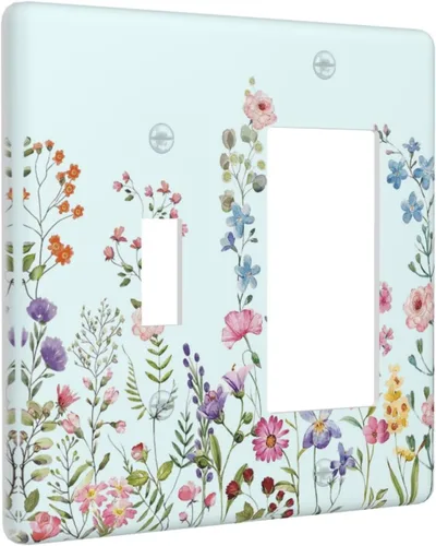 Miniatura 134 de Placa Cubierta de Interruptor de Luz de Palanca Individual con Diseño de Flor Botánica en Tablero de Madera Rústico Estilo Granja - Placa de Pared