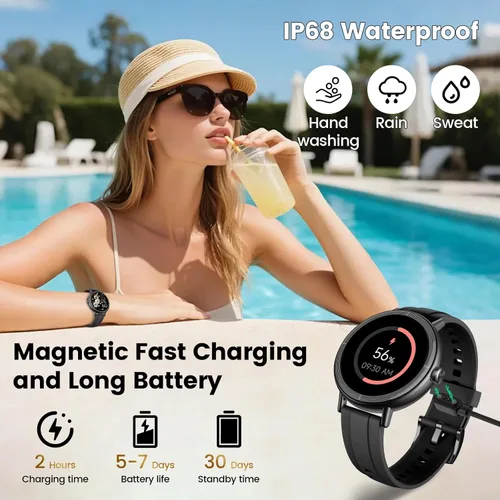 Miniatura 3 de Reloj inteligente para mujeres, rastreador de actividad física HD de 1.27" pulgadas con llamadas Bluetooth (respuesta y realizar), reloj inteligente