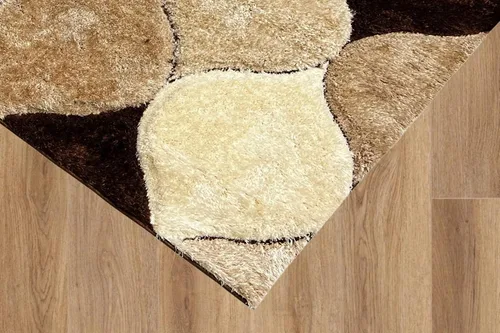 Miniatura 6 de Alfombra de área 4D color marrón de 5 x 7 pulgadas, felpa gruesa y suave y moderna, resistente a las manchas, fácil de limpiar y hecha a máquina