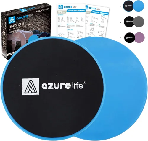 A Azurelife Deslizadores de ejercicio para el núcleo, discos deslizantes de doble cara para uso en alfombras o suelos de madera, ligeros y Azul