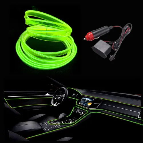 Miniatura 8 de MaxLax Tira de Iluminación LED de Neón Azul para Interior de Auto - 9.84 Pies de Cable EL de 12V Flexible con Protección de Fusible Integrada