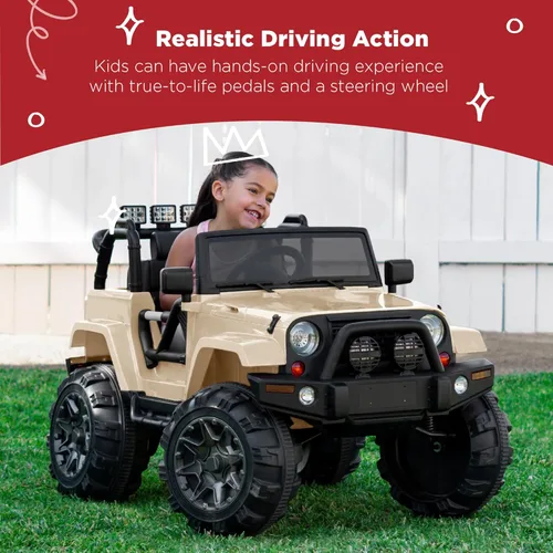 Miniatura 2 de Best Choice Products Camión de paseo para niños de 12 V, auto de juguete alimentado por batería con suspensión de resorte, control remoto, 3 Arena