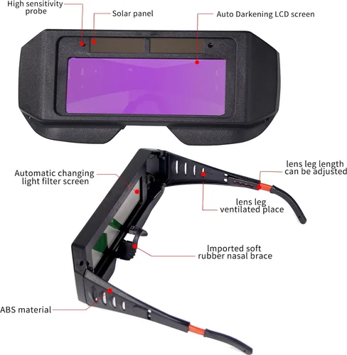 Miniatura 3 de T TOVIA Gafas de soldador LCD y casco de soldadura con protección solar de seguridad lentes de oscurecimiento automático para lugares de trabajo